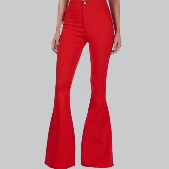 Restocked- Red Bell Bottom Jeans/ S-XL / 34” Inseam - Picture 7 of 10
